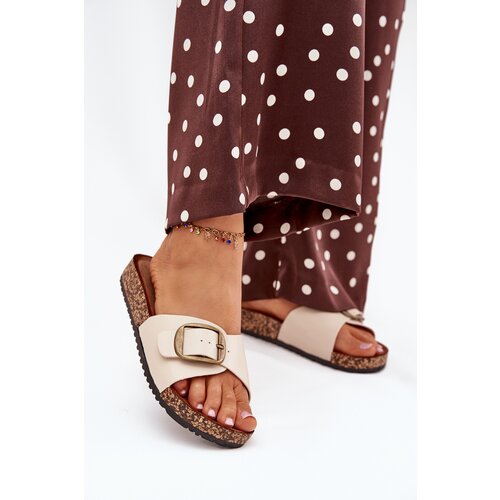 Boto Women's sandals on cork platform with buckle beige Vianara Cene