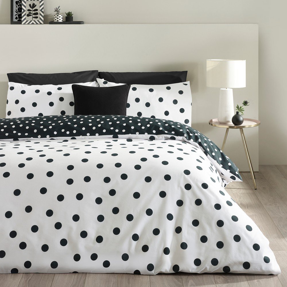 Catherine Lansfield Crno-bijela posteljina za krevet za jednu osobu 135x200 cm Polka Dot &amp;ndash; Slike