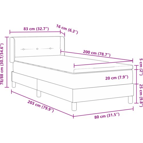  Krevet s opruga kutije Tamno smeđa i bijela 80 x 200 cm tkanina Slike