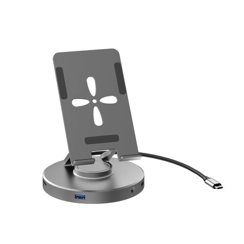 INF 10-v-1 USB-C Hub s 360&deg; vrtljivim stojalom za telefon - aluminijasta zlitina, (5000129832) Cene