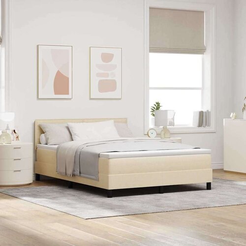 Box spring krevet s madracem Krema 140 x 190 cm tkanina - Krema 140 x 190 cm Dizajn linija Cijene