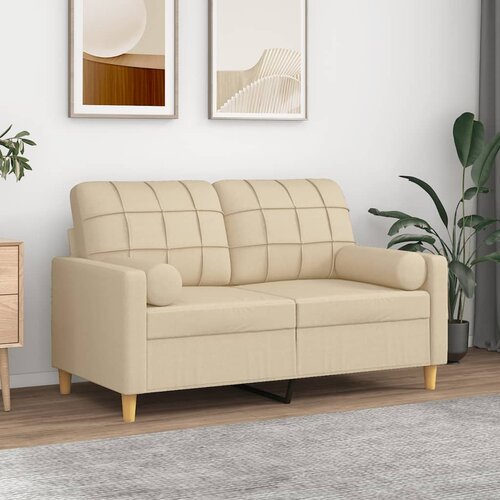 vidaXL Dvosjed s ukrasnim jastucima krem 120 cm od tkanine Cijene
