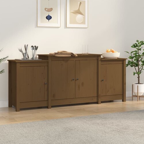 vidaXL Komoda medeno rjava 164x37x68 cm trdna borovina Cene