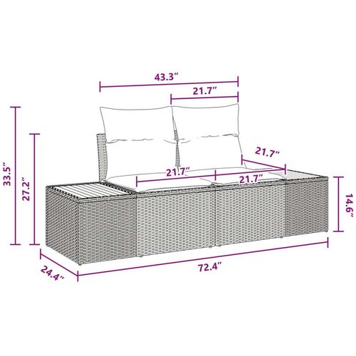 VidaXL Vrtni set sofa 5 dijelova Bež Ratan Pravokutni Moderni Slike