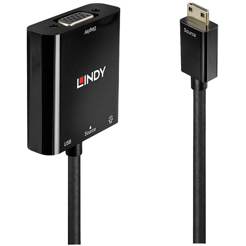 Lindy 38286 HDMI / VGA pretvornik [1x mo&scaron;ki konektor mini HDMI tipa C - 1x ženski konektor VGA] črna 0.1 m, (20431396) Cene