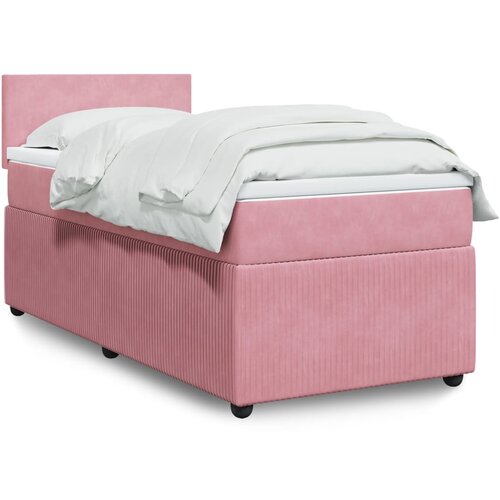 VidaXL Box spring krevet s madracem ružičasti 90x200 cm bar&amp;scaron;unasti Slike