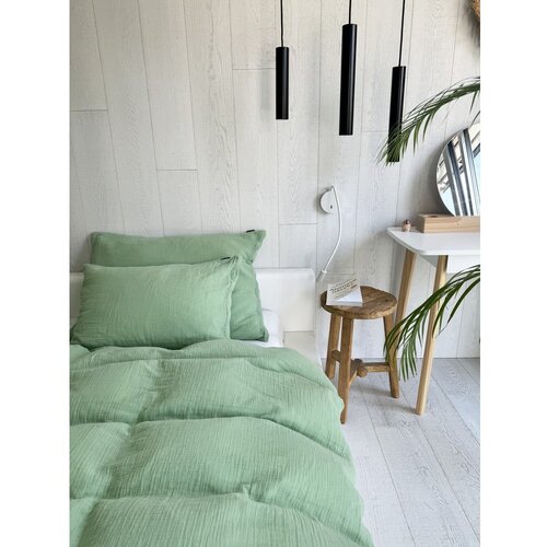 Butter Kings Zelena posteljina za krevet za jednu osobu od muslina 135x200 cm Plain Muslin &amp;ndash; Slike