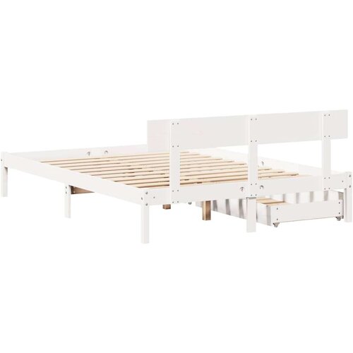 VidaXL Okvir kreveta bez madraca bijeli 135 x 190 cm masivna borovina Slike
