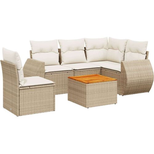 VidaXL 6-dijelni set vrtnih sofa s jastucima bež od poliratana Slike