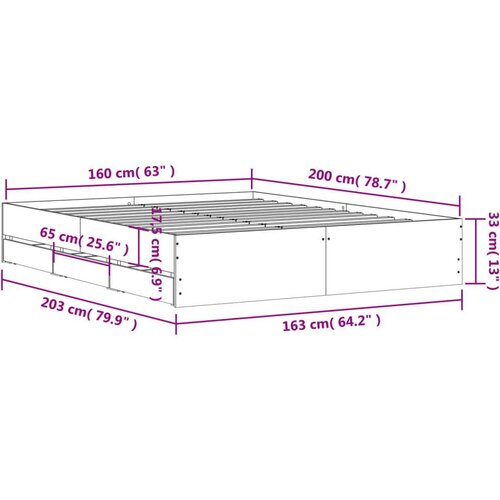 VidaXL Okvir za krevet s ladicama boja hrasta 160x200 cm drveni Slike