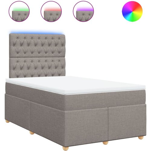 VidaXL Krevet s oprugama i madracem smeđesivi 120 x 200 cm od tkanine Slike