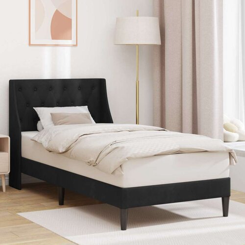  Okvir za krevet s uzglavljem Crna 100 x 200 cm Baršun - Crna 100 x 200 cm Cene