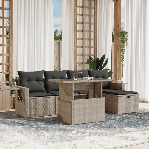 vidaXL 6-dijelni set vrtnih sofa od poliratana s jastucima svjetlosivi Cijene