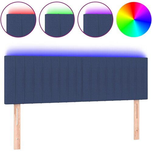 Maison Chic LED Posteljno vzglavje - Vzglavna omarica - Nočna omarica modro 144x5x78/88 cm blago, (21709908) Slike