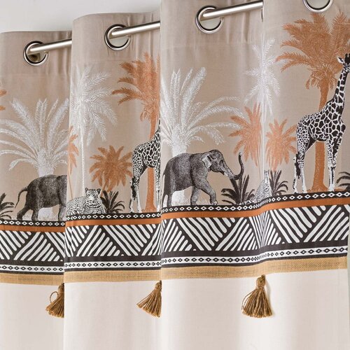 Douceur d int&amp;eacute;rieur Bombažna zavesa v rjavi in naravni barvi 140x240 cm Kenya Lodge &amp;ndash; Slike