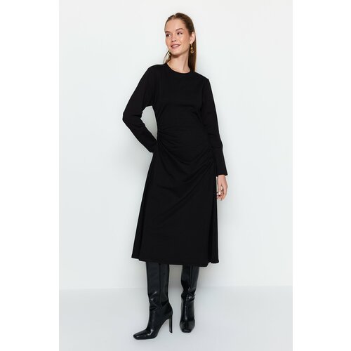 Trendyol Black Gather Detailed Knitted Dress Slike