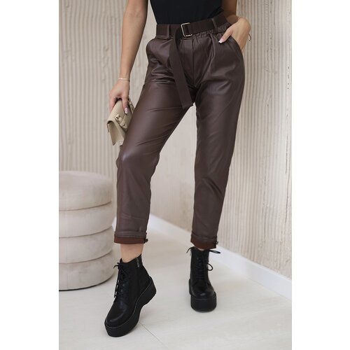 Kesi Włoski Waxed trousers with a belt brown Cijene