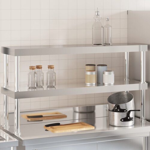 vidaXL Polica za radni stol s 2 razine 110x30x65 cm nehrđajući čelik Cijene
