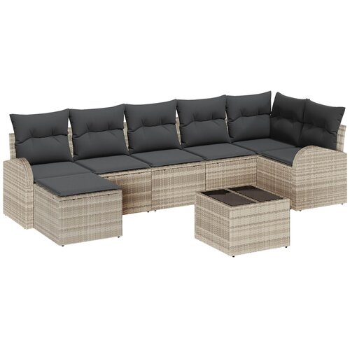 vidaXL 8 komada. Vrtni sofa set s jastučićima sivi poli ratan, 2-sjedalna vrtna sofa sa spremištem i jastučićima svjetlosivi poli ratan Cijene