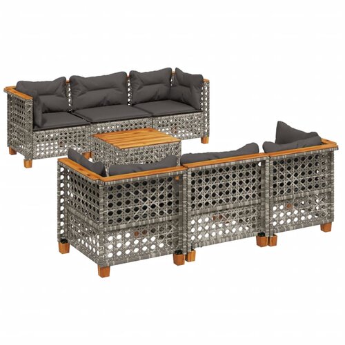  7-dijelni set vrtnih sofa sivi od poliratana Siva 55 x 55 x 36 cm Slike