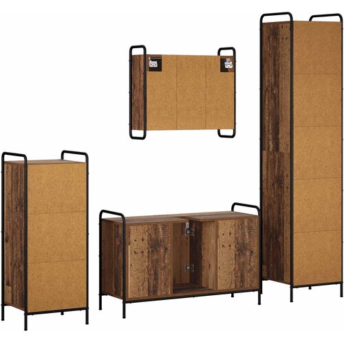  Set ormarića za kupaonicu 4 kom. Staro drvo 40 x 36 x 181 cm Slike