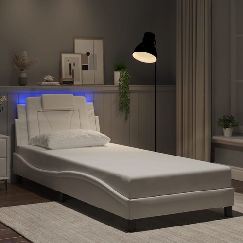 Furnova Posteljni okvir z LED lučkami bel 90x190 cm umetno usnje, (21935982) Slike