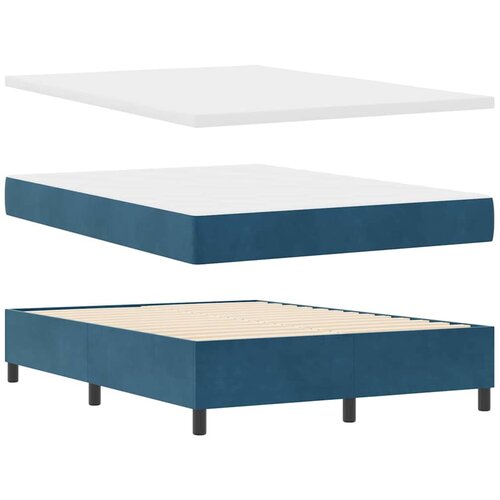 VidaXL Postelja z vzmetnico z vzmetnico Temno modra 140 x 200 cm Žamet, (5000128114) Slike