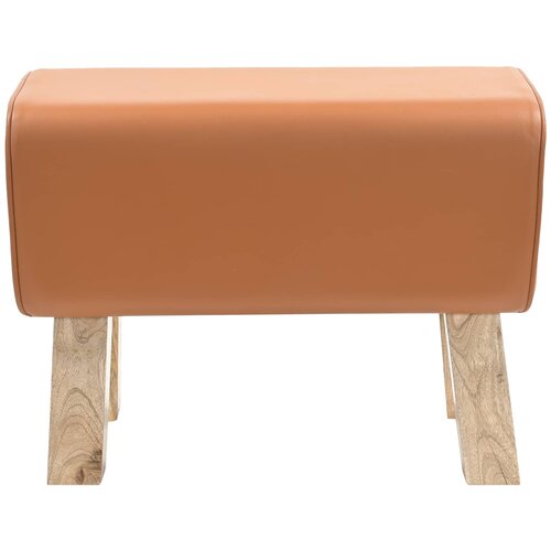 Klupa 60 x 30 x 45 cm Prava koža Smeđa Slike