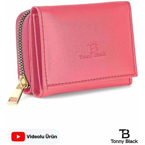 Tonny Black Original Women's Multi-compartmental Zippered Stylish Card Holder Wallet with Card Holder, Leather Coin & Banknote Compartment.