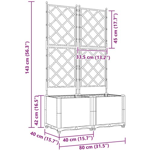  Vrtna saksija 2 kom. Siva 80 x 40 x 143 cm PP Slike