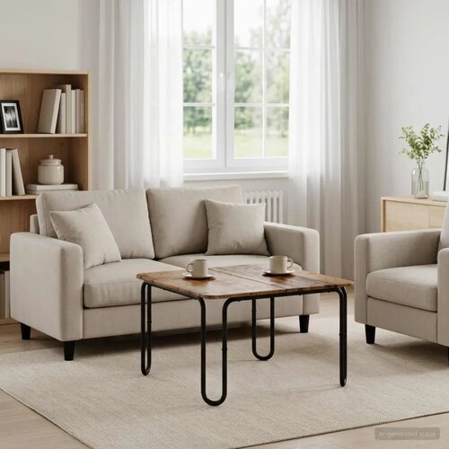  Stolić za kavu Staro drvo 59 x 59 x 45 cm Konstruirano drvo - Staro drvo 59 x 59 x 45 cm Slike