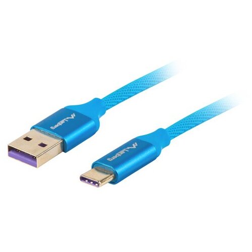 Lanberg Kabel USB 2.0 Macho/USB C Macho 5A 1M Azul, (21090920) Cene