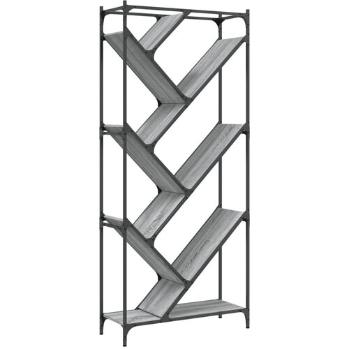 VidaXL Regal za knjige siva boja hrasta 79x30x180 cm od drva i metala Slike