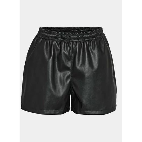 Noisy_May Kratke hlače iz umetnega usnja Andy 27029281 Črna Regular Fit