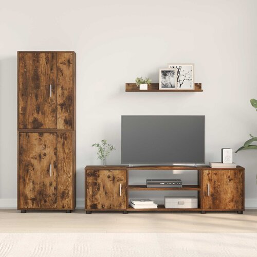  Set TV komoda Zidne 4 pcs Dimljeni hrast Konstruirano drvo Slike