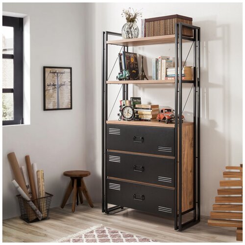 Hanah home Polica 90x180x35cm Bež-Crna Cene