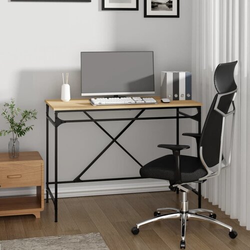 vidaXL Pisalna miza sonoma hrast 100x50x75 cm inženirski les in železo Cene