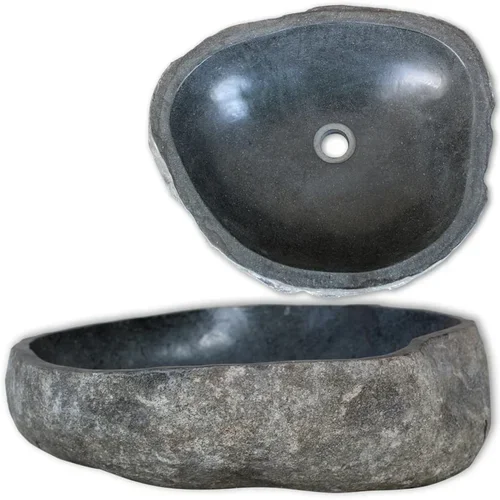 vidaXL Umivalnik iz rečnega kamna ovalen 30-37 cm
