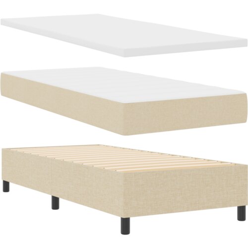 Box Spring Krevet s Madracem Krem 90x200 cm Tkanina Slike