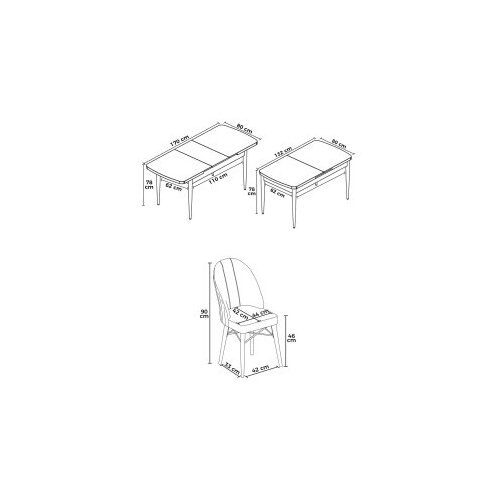 Hanah home roz - white, brown whitebrown extendable dining table & chairs set (7 pieces) Cene