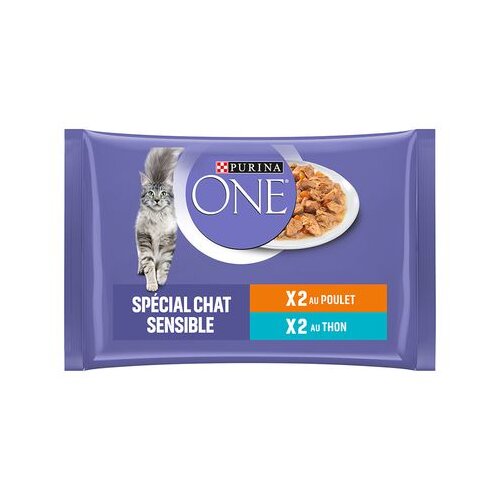 Purina ONE 4 x 85 g - Sensitive piletina i tunjevina Slike