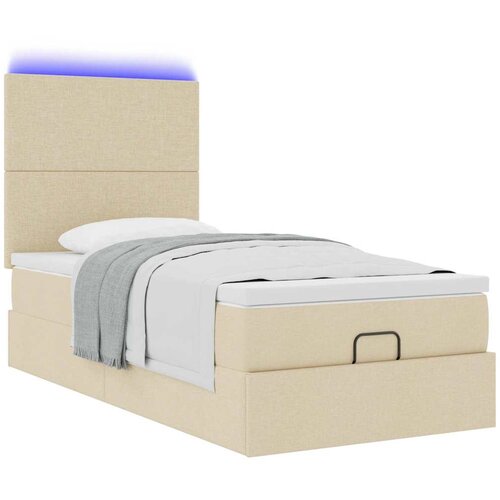  Otomanski okvir kreveta s madraca krem 100x200cm od tkanine Slike