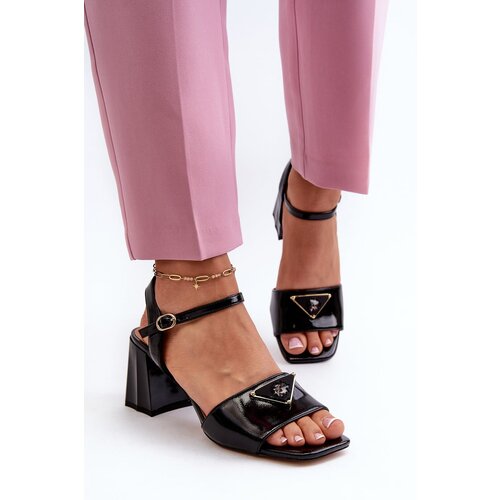 S. BARSKI Elegant Black Patent Sandals with Heel D&amp;amp;A Slike
