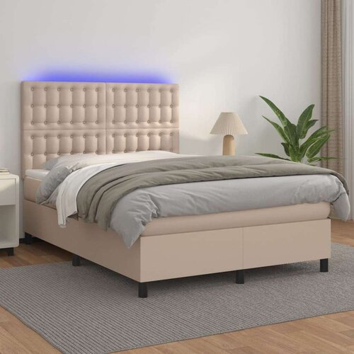  Box spring postelja z vzmetnico LED kapučino 140x200 cm, (20896206) Slike