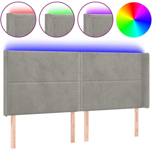 Maison Chic LED Posteljno vzglavje - Vzglavna omarica - Nočna omarica svetlo sivo 203x16x118/128 cm žamet, (21708362) Slike