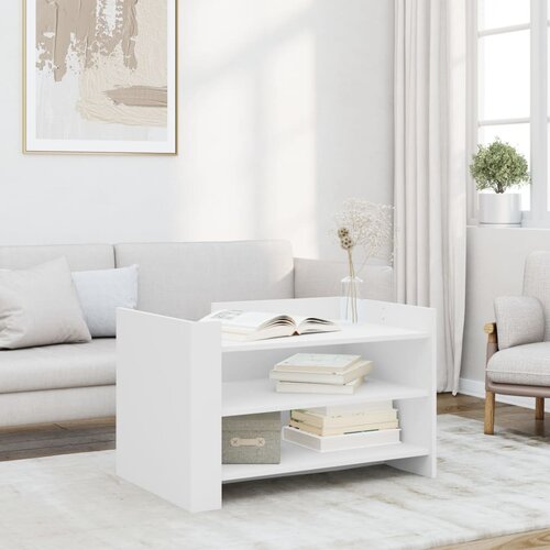 vidaXL Klubska mizica bela 80x50x50 inženirski les Cene