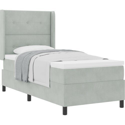 vidaXL Postelja Box Spring z Vzmetnico Svetlo Siva 90x190 cm Žamet, (22050310) Cene