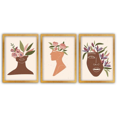 Vavien Artwork Komplet 3 slik Faces, 35 x 45 cm Cene