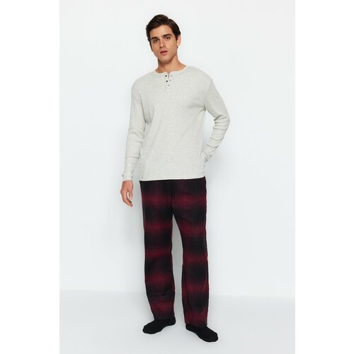 Trendyol Men's Black Plaid Comfortable Fit Lumberjack Weave Pajama Bottoms. Slike