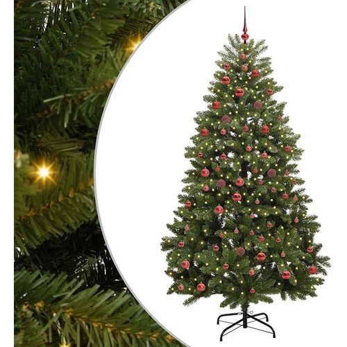vidaXL Umestno božično drevo z LED lučmi Zelena 210 cm PVC in kovina Cene